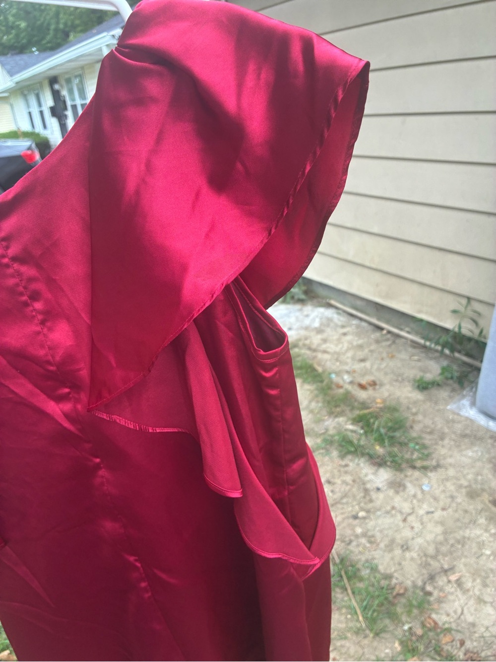 One-Shoulder Red Ruffle Evening Dress - Picture 7 of 7